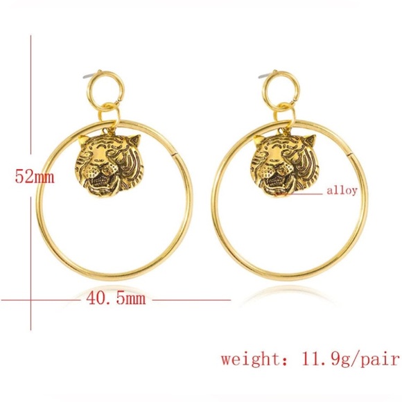 Beautiful Gold Tiger Large Earrings - Picture 6 of 6